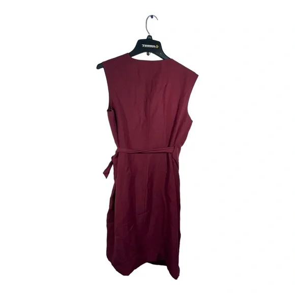 Mexx Womens Wrap Dress Burgundy Tie Closure Sleeveless V-Neck Linen Size M - Picture 10 of 11